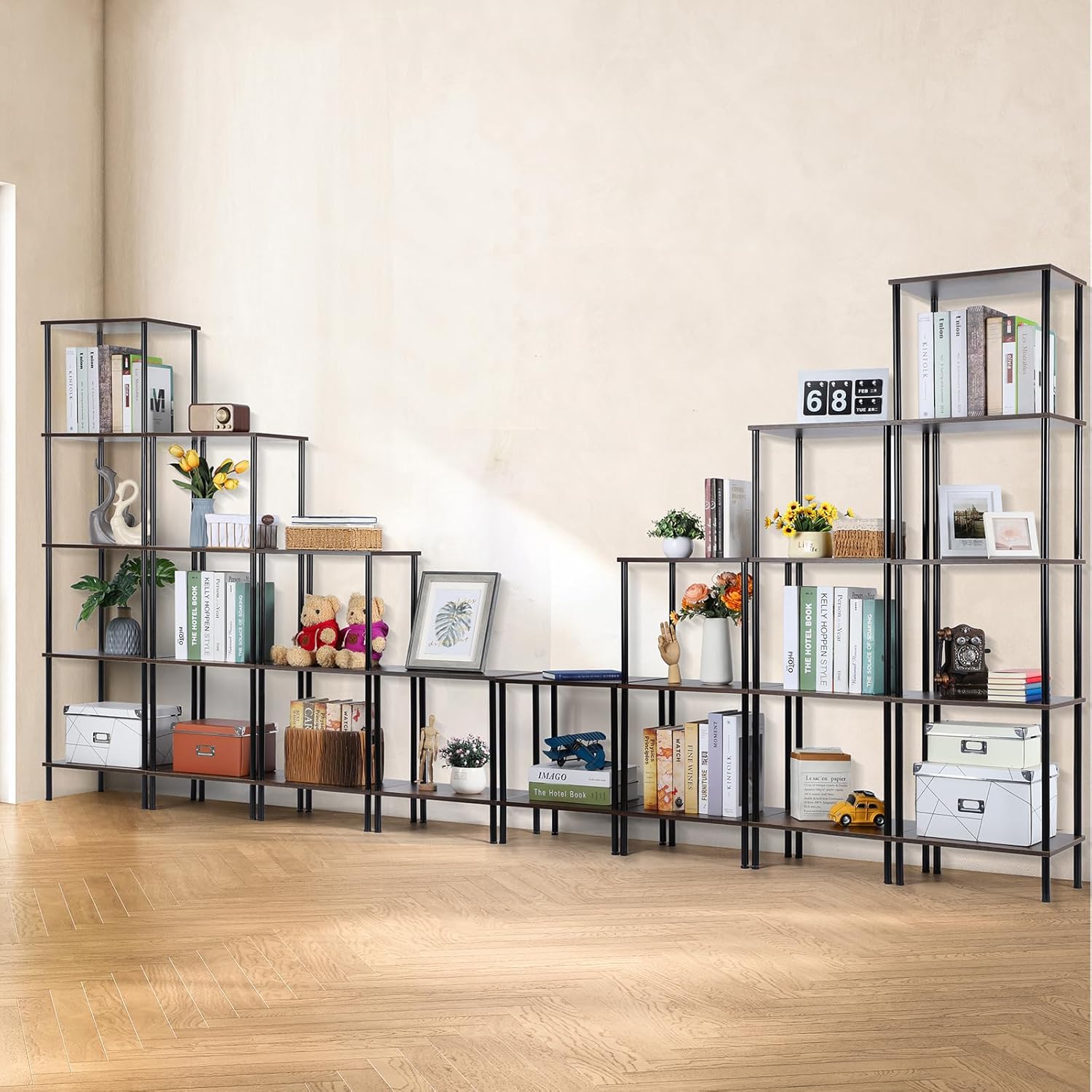 HSH Estantería Industrial De Madera Y Metal De 5 Niveles, Estantería Grande Y Alta De Estilo