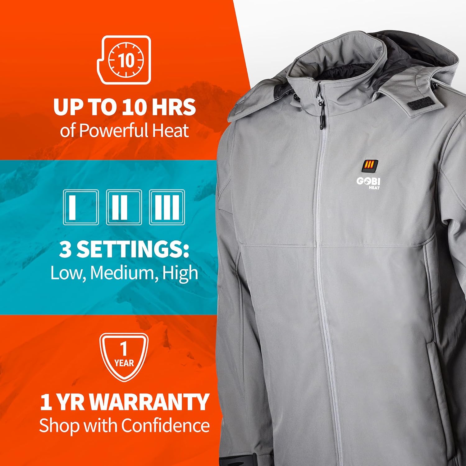 Sahara II Men’s Heated Jacket - 10 hrs of Heat | 3 Heat Zones | Battery & Charger | Machine Washable | All Day Warmth - Image 5
