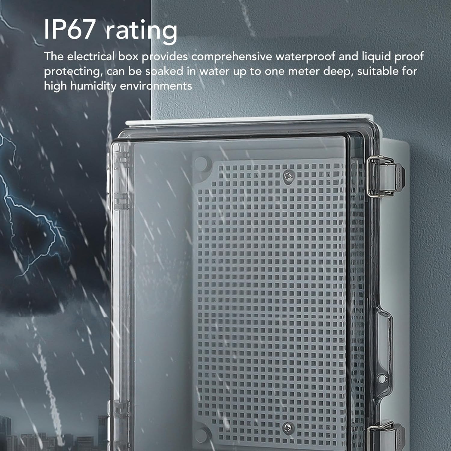 Transparent Cover Power Distribution Box Junction Box Electrical Junction IP67 ABS Plastic Shell with Hinged Cover Mounting Plate Wall Mounting Bracket 100x150x90M