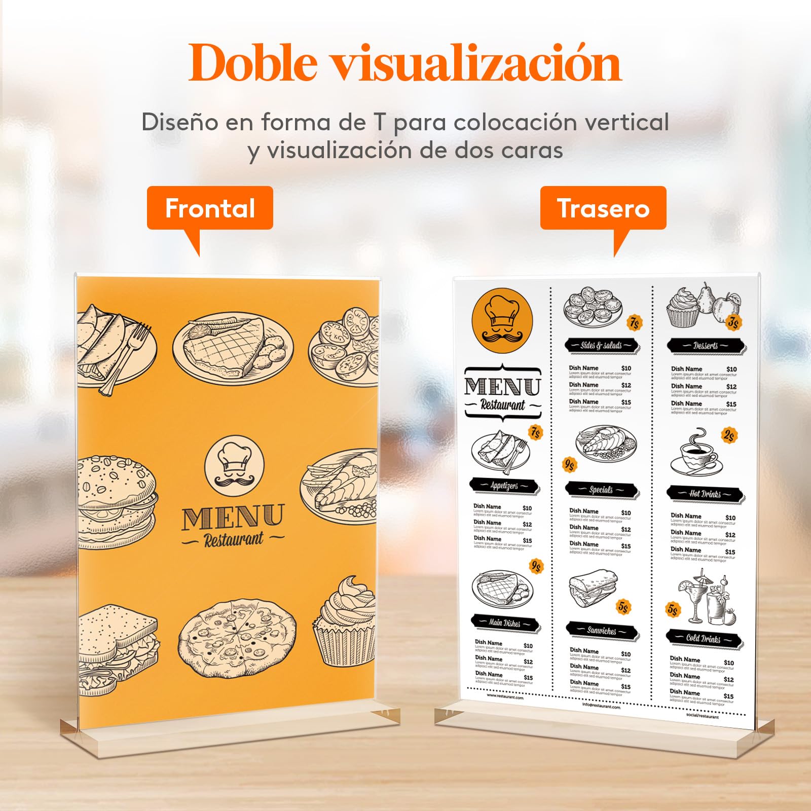 Lifewit 6 Pack A4 Soporte Acrílico para Carteles, Soporte Vertical Transparente de Doble Cara, Marco de Fotos de Plástico, Pantalla de Papel para Recepción, Oficina, Restaurante, Hotel, 30 x 21 cm