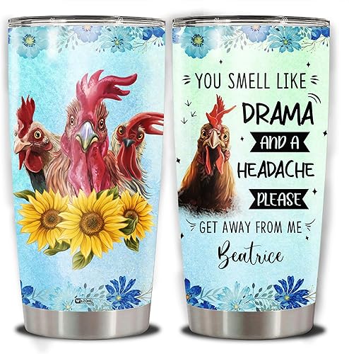 Vista 47 de WAZONE Vaso personalizado de flores de mariposa con tapa, acero inoxidable azul marino, 20 30 onzas, taza de café de viaje con aislamiento al vacío