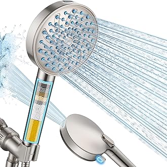 Filtered Shower Head with Handheld, High Pressure 7-mode Showerhead with Filters for Hard Water - Remove Chlorine - Reduces Dry Itchy Skin, Patented Paddle Shift Design, Brushed Nickel