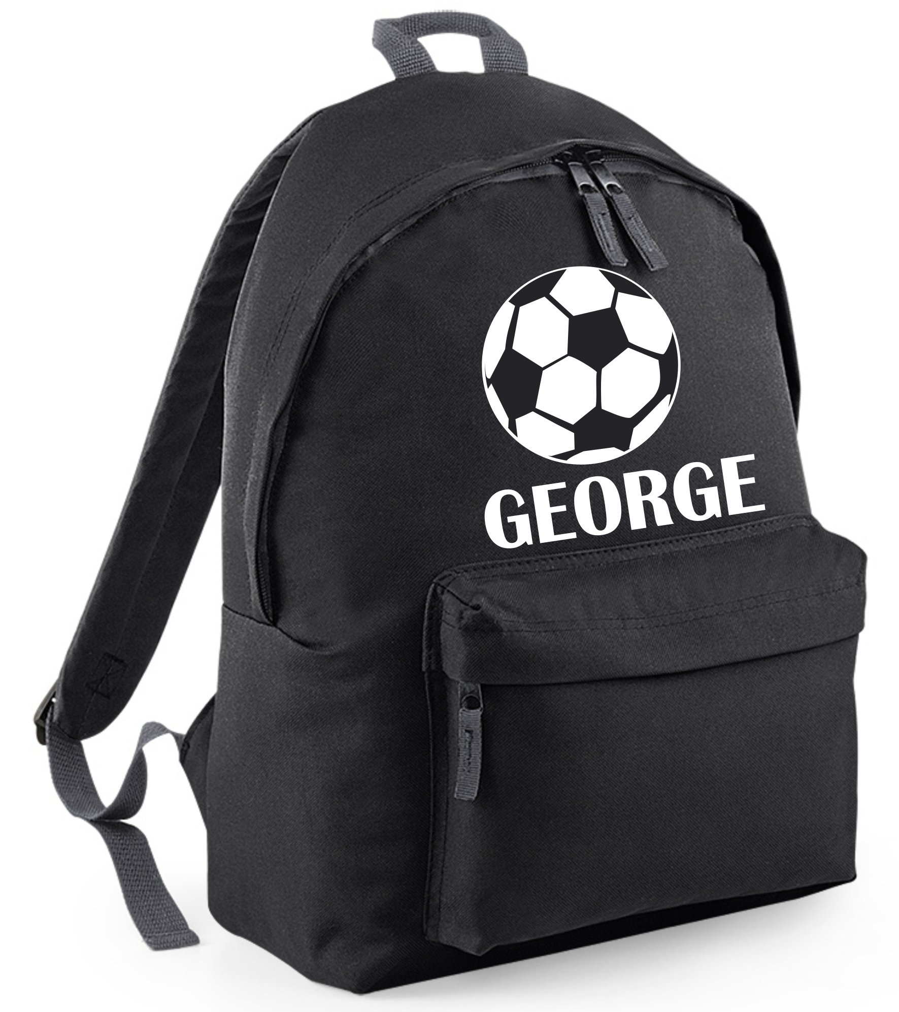 Edward Sinclair Black Personalised | Backpack | With Football And Name | (Please Goto Add Gift Options Enter Name In Freegiftmessagebox Or Send Message To The Seller Once Purchased)