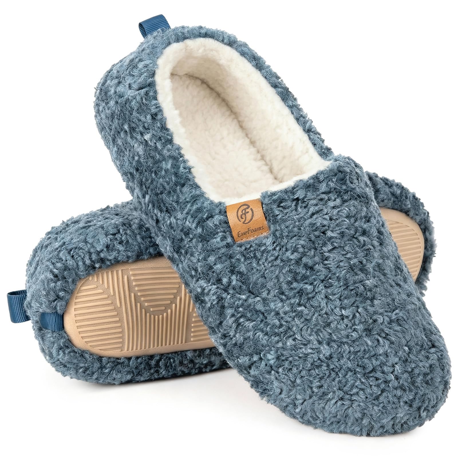 EverFoams Damen Winter Warme Hausschuhe Kunstwolle Memory Foam Geschlossen Pantoffeln