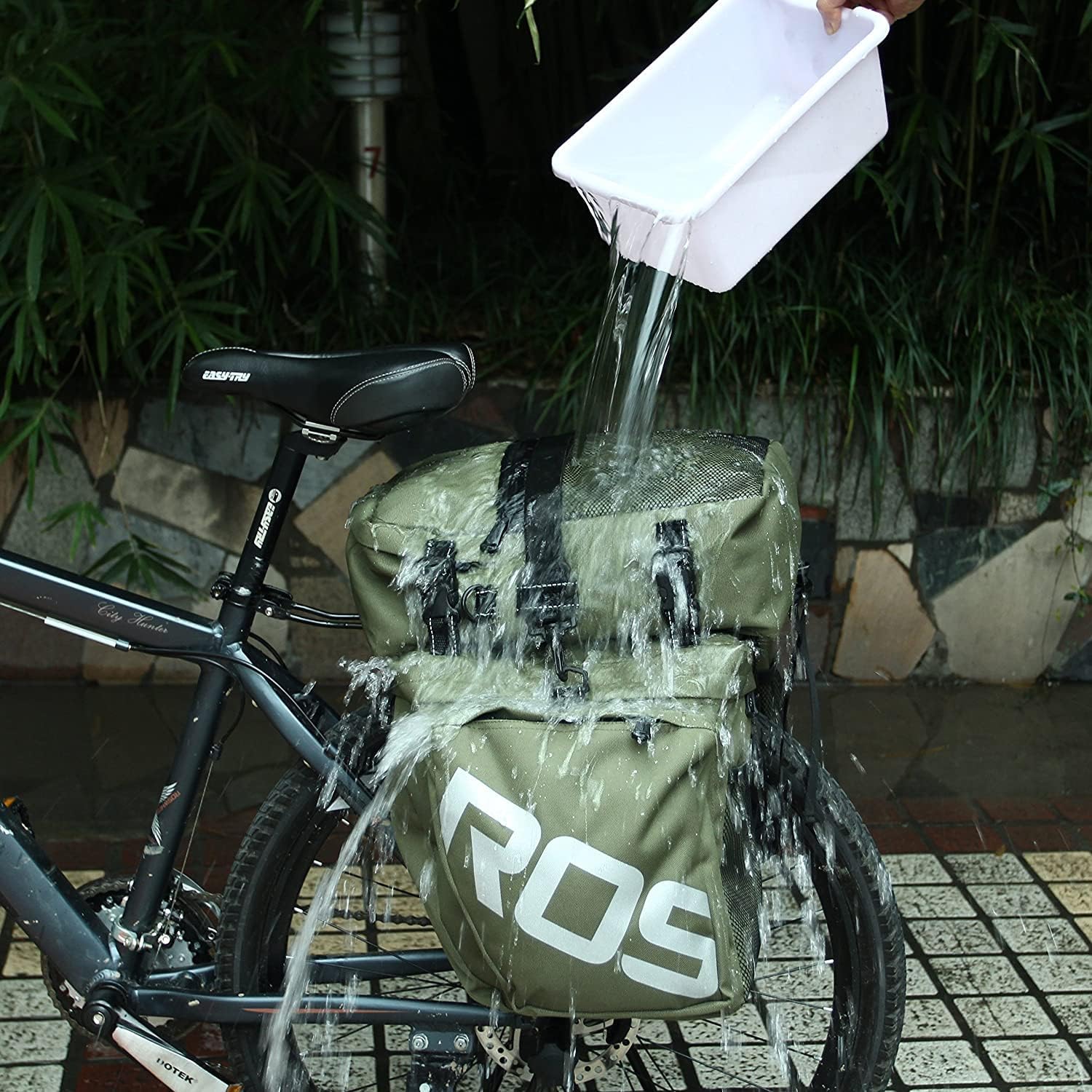 Bike Rear Rack Bag 37L Waterproof 3 in 1 Bike Panniers & Rack Trunks Saddle Shoulder Bag for Cycling, Traveling (Black)