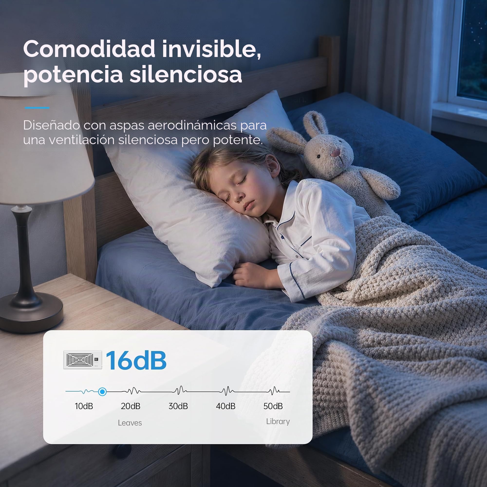 BIOWIND - Ventilador silencioso de registro con 10 velocidades para agujeros de registro de 4" x 10", ventilador inteligente de calefacción y enfriamiento para conductos de aire con control remoto y