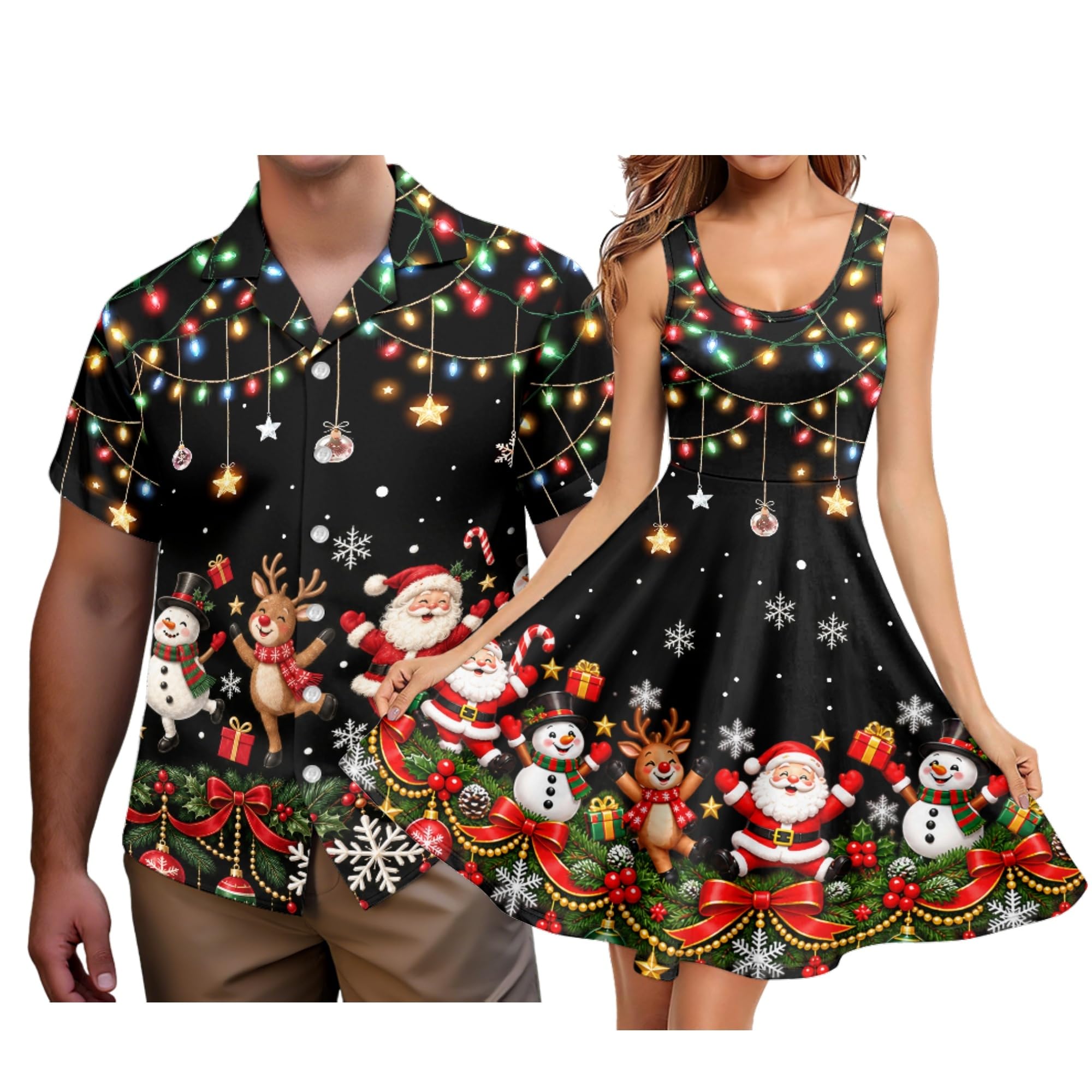 Hawaii Matching Couple Outfits Husband and Wife Clothing Fashionable Mens Casual Shirts Hawaii Dress with Soft Fabric
