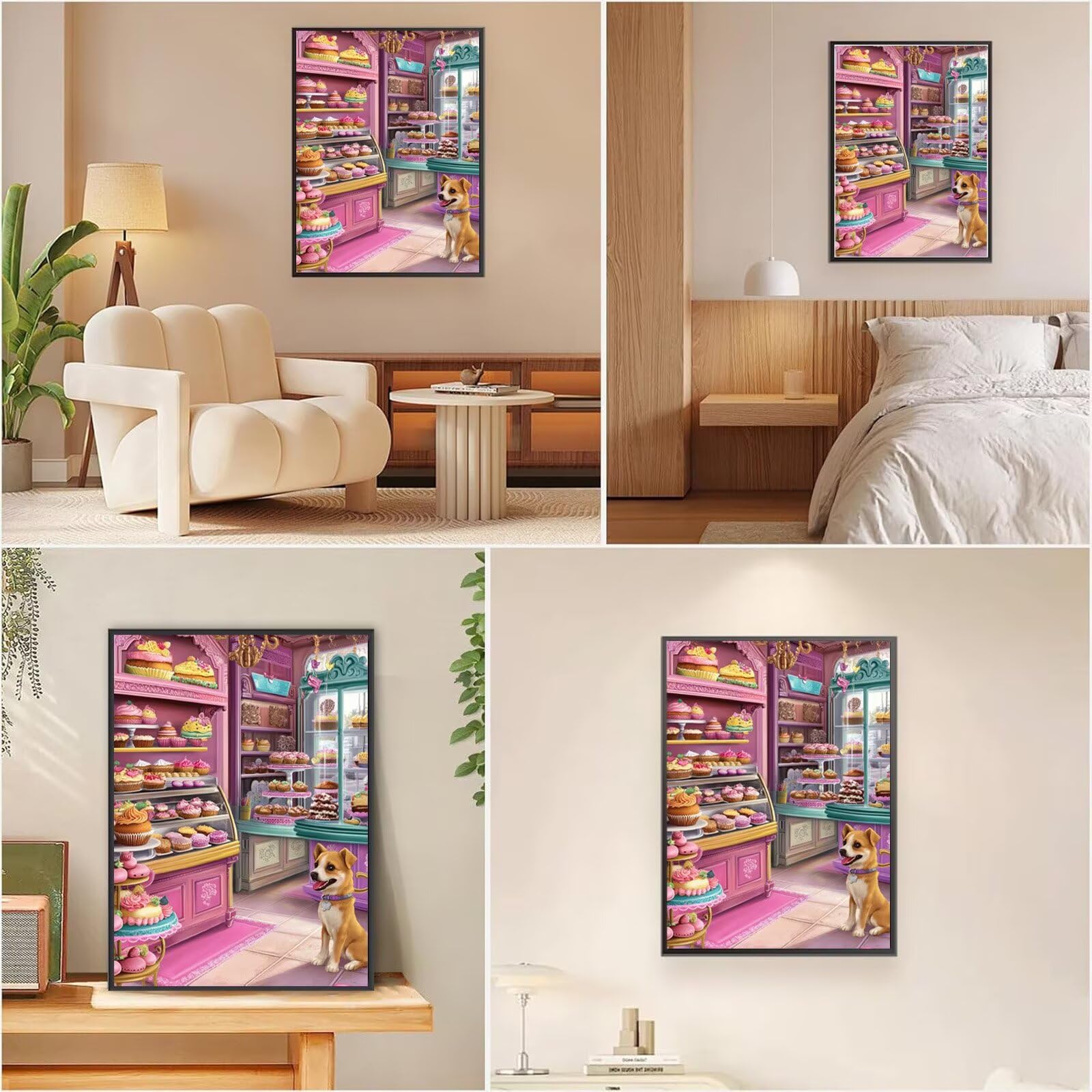 Różowy diamentowy obraz, sklep z deserami, do malowania, prostokątne kamienie, 60 x 90 cm, pełne wiertło 5D, dla dzieci, początkujących, zestaw do majsterkowania, dla dorosłych, kreatywny zestaw do