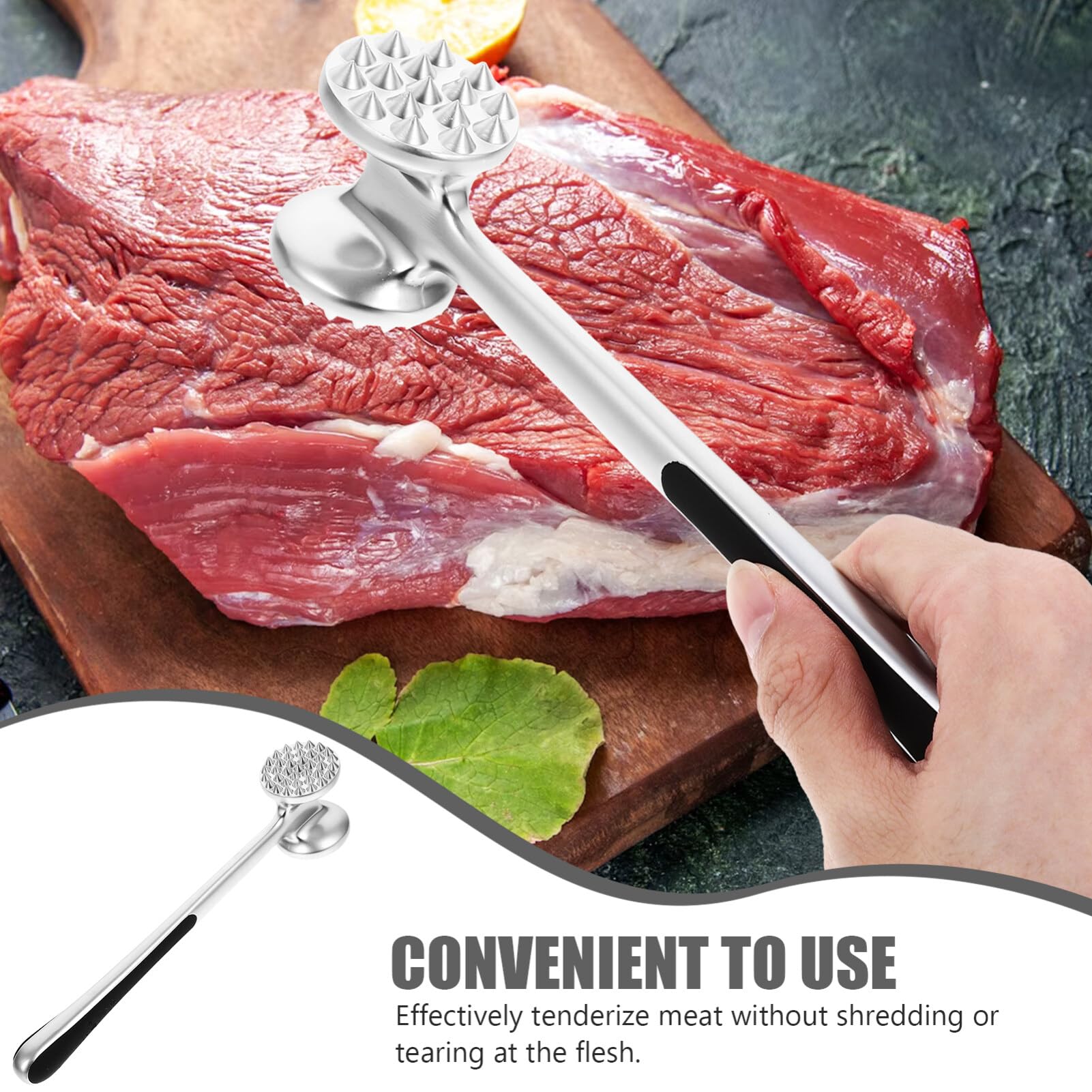 Meat Hammer Mallet Kitchen Mallet Meat Tenderizer Hammer 304 Stainless Steel Meat Mallet Pounder Pork Knocking Hammer For Tenderizing Steak Beef Poultry Meat Mallet Meat Hammer