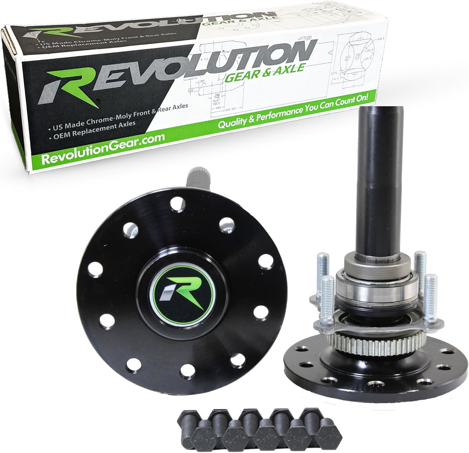 Revolution Gear & Axle 4340 Chromoly Rear Axle Kit Compatible with 2007-2018 Jeep Wrangler JK Rubicon 32 Spline Dana 44, Fits Factory Locker, High-Strength Off-Road Replacement, Heavy-Duty Performance