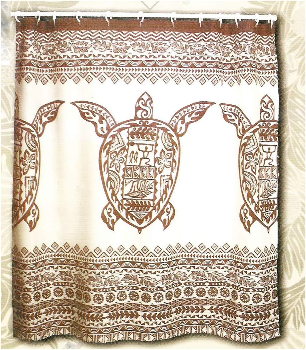 Hawaii Theme 100% Polyester Fabric Shower Curtain Brown Sea Turtle