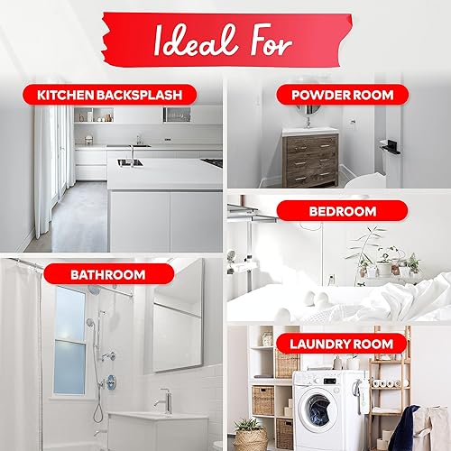 Miniatura 5 de XFasten Azulejos cuadrados para despegar y pegar, 10 azulejos 3D negros de 12 x 12 pies para cocina