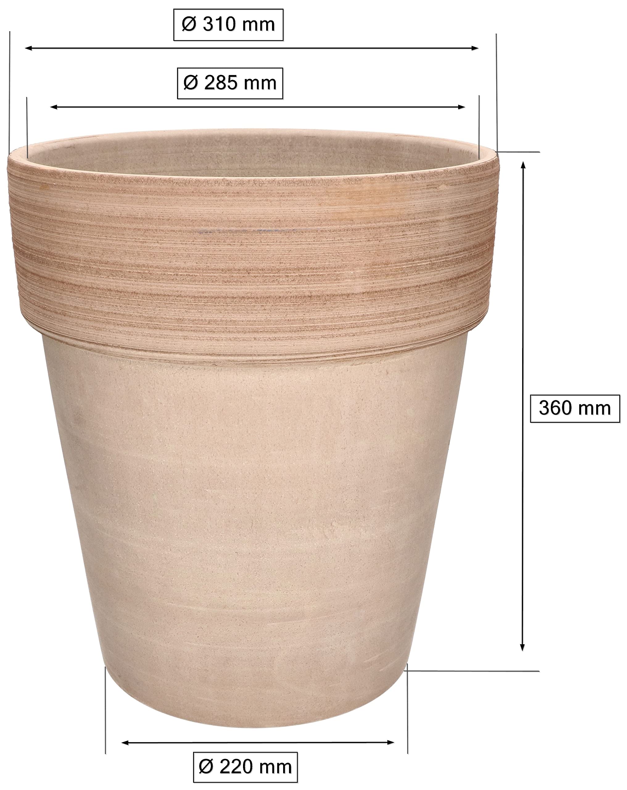 KOTARBAU® Maceta de Terracota con Borde Acanalado, 31 cm para Interiores y Exteriores, Tiesto para Plantas, Arcilla, Barro, Maceta para balcón o jardín, Cerámica sin esmaltar, Resistente a heladas