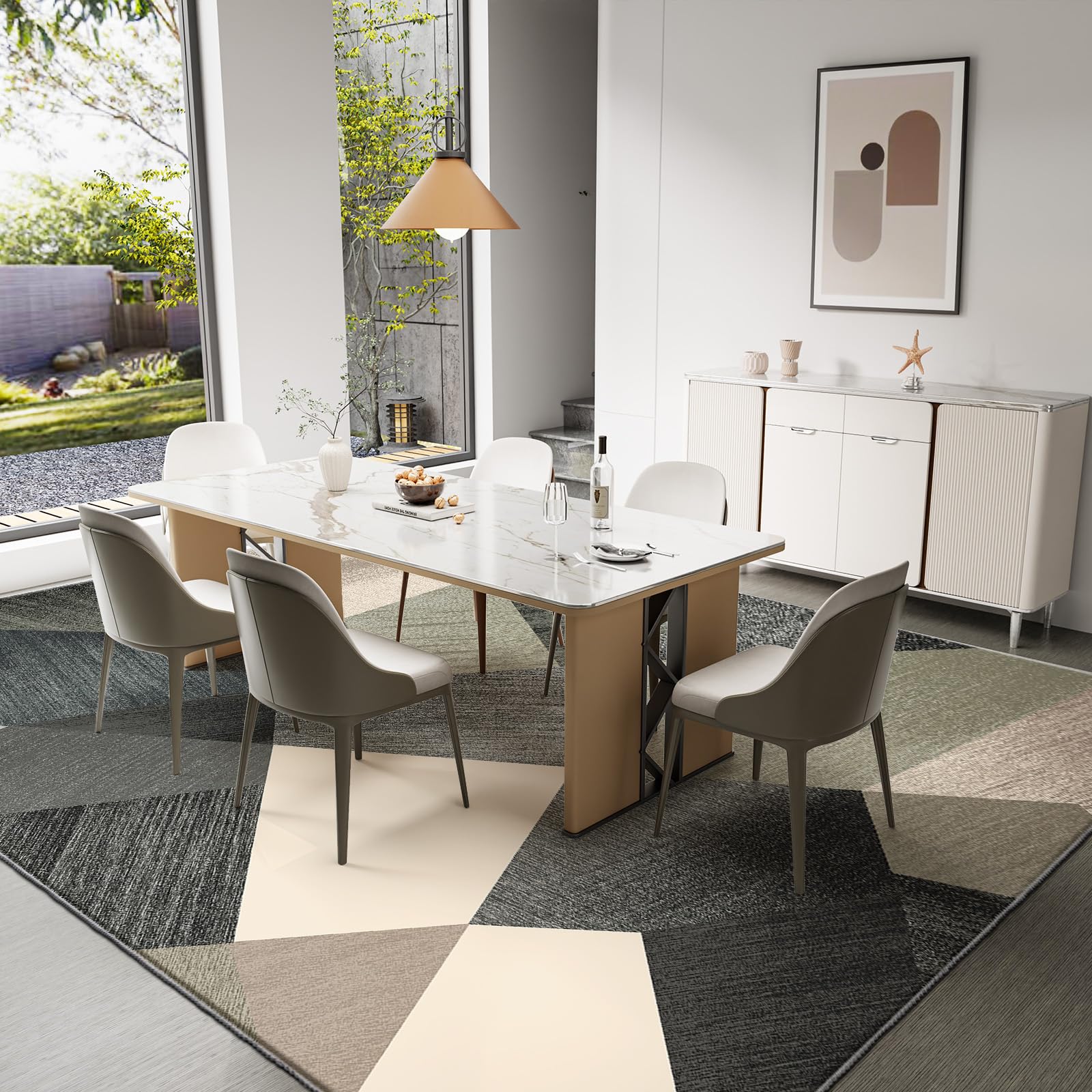 HOMFINE Alfombra Salon Moderna Verde 200x300 cm (Esponja 10 mm) - Lavable en Lavadora Antideslizante Pelo Corto Suave para Dormitorio Salón Comedor Cocina
