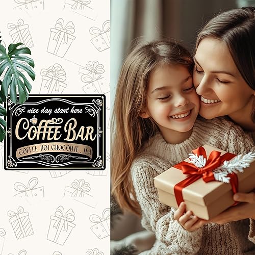 Miniatura 6 de Letreros de barra de café para estación  Letrero de té de chocolate caliente con café, letrero de metal vintage para cafetería, bar, cocina,