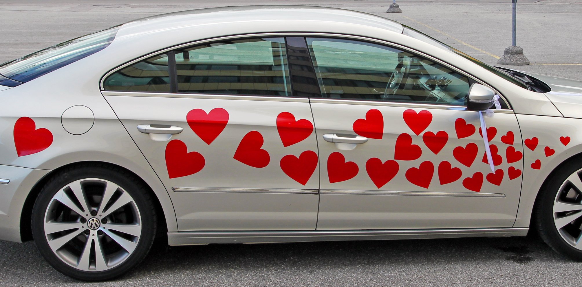 Para el coche de vinilo con diferentes formas y calcomanías para tartas con diseño de corazones de caza 54 piezas/recién casados boda pegatinas/de corazón con tela + incluye figura decorativa y calcomanías para regalo al azar