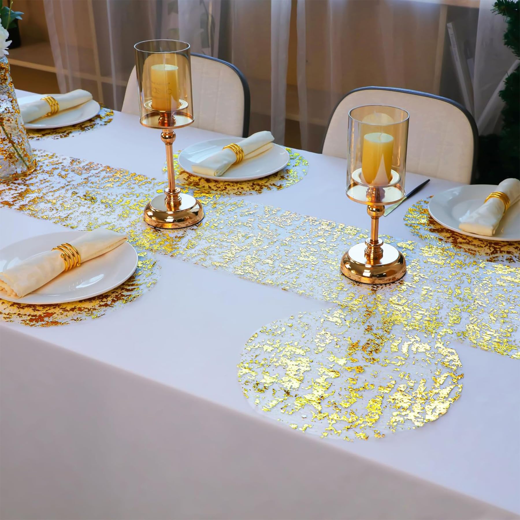 12 Tovagliette Americane Usa E Getta Oro Con Lamina - Rotonde 33 Cm Per Matrimoni E Feste, Riutilizzabili