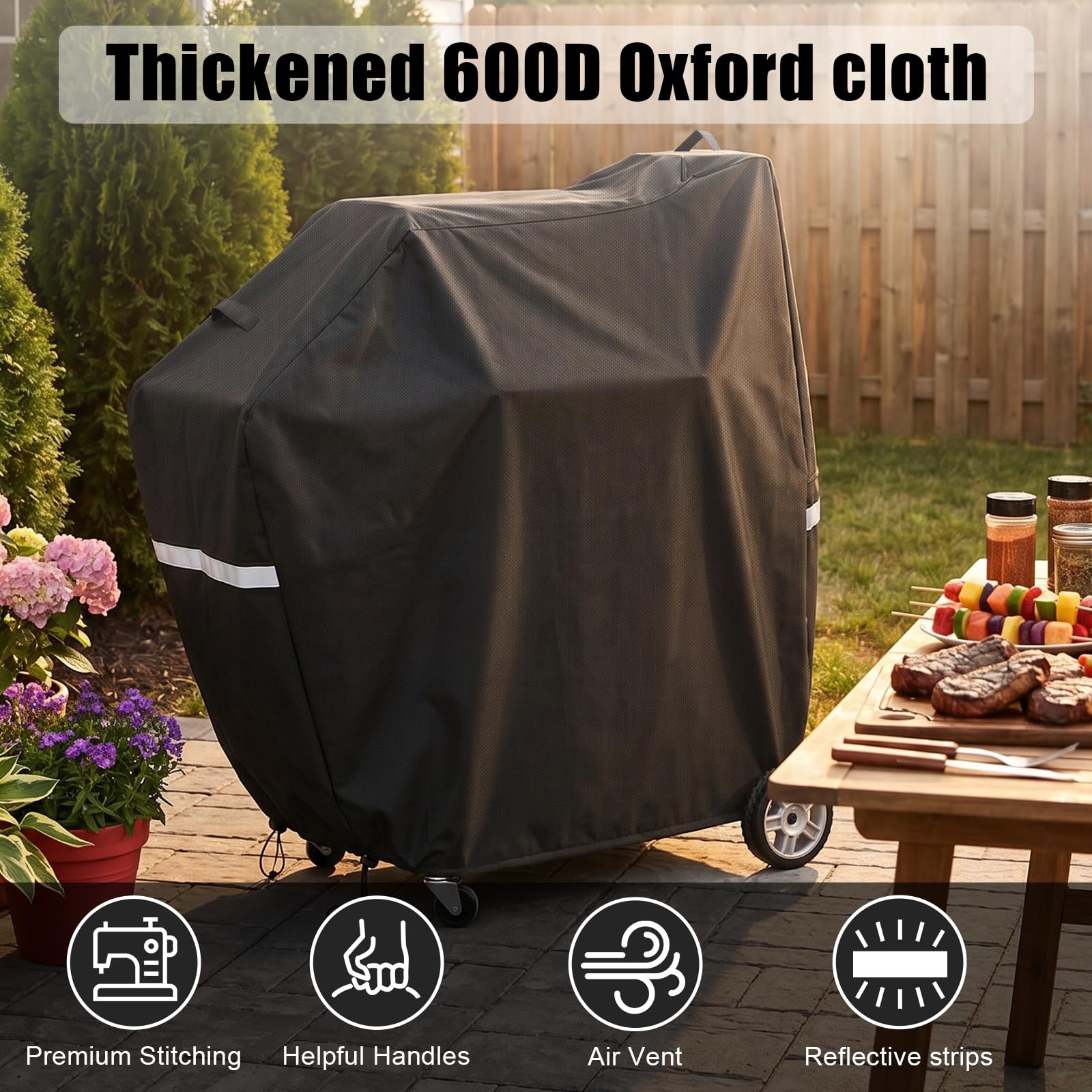 QuliMetal Pokrowiec na wędzarnię do Masterbuilt Gravity Series 560, 800, 600, 900, cyfrowy pokrowiec na grill węglowy, kompatybilny z MB20080220 i MB20040221, wodoodporny materiał 600D, czarny