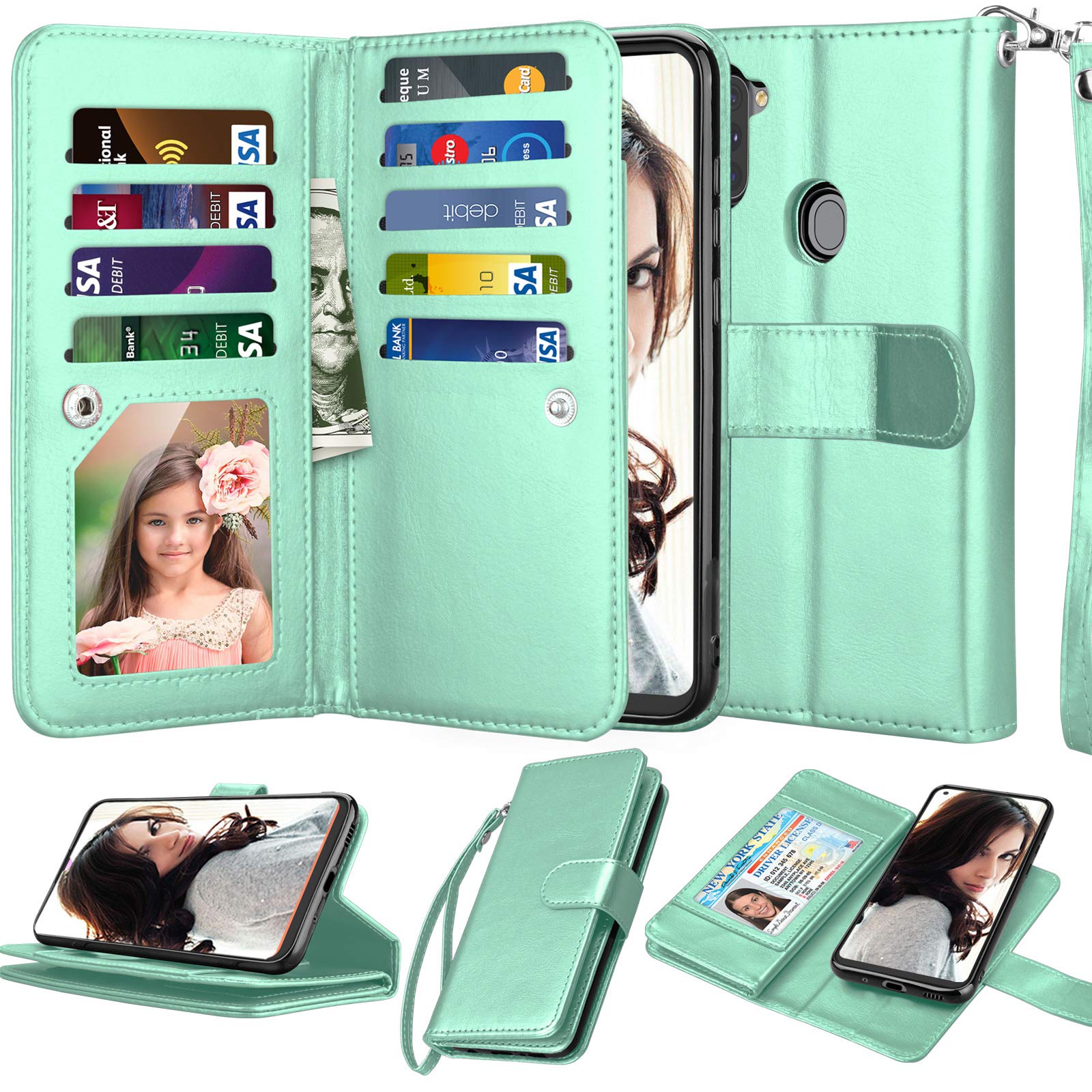 Njjex Galaxy A11 Case, for Samsung Galaxy A11 Wallet Case, [9 Card Slots] PU Leather ID Credit Holder Folio Flip [Detachab...