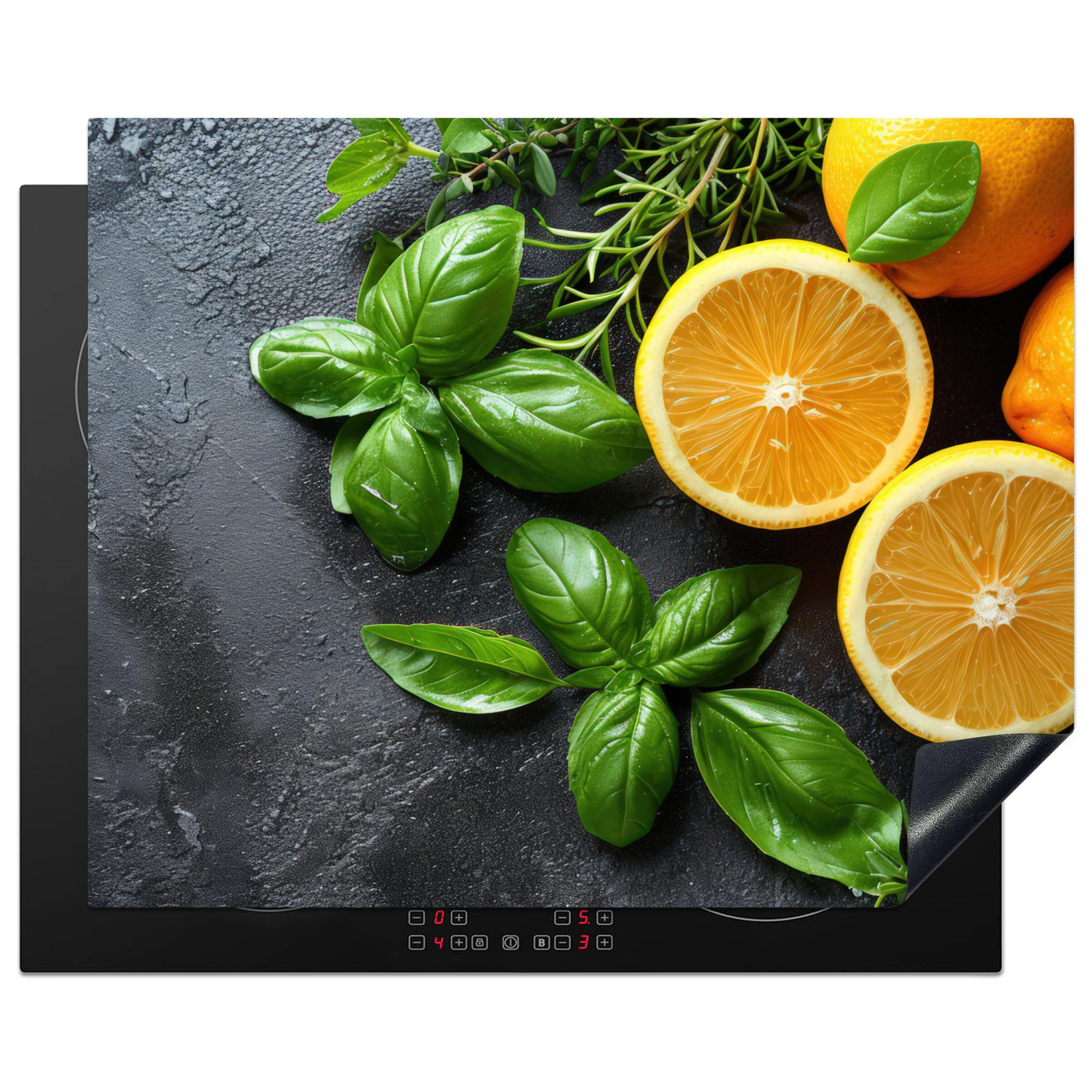 KitchenYeah© Induction Hob Cover Protector Mat 20.5"x25.6" / 65x52 cm Kitchen Universal Ceramic Covers for Electric Cookers Vinyl Fruit - Grey - Concrete - Orange - Plants