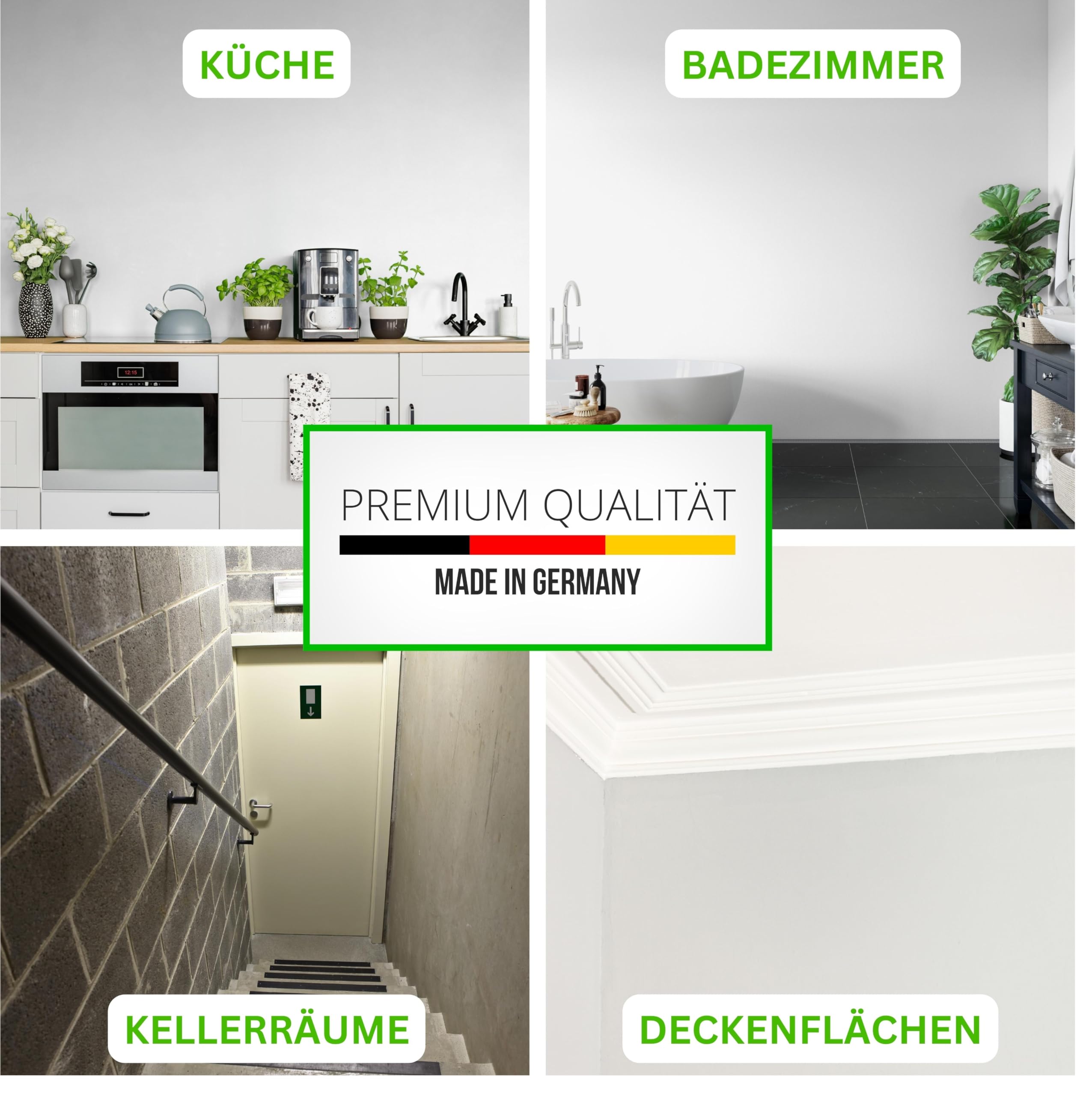 derendo Anti-Schimmelfarbe Weiß 10 L – Wandfarbe gegen Schimmel, Feuchtraumfarbe für Badezimmer, Küche & Schlafzimmer