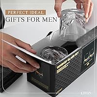 Vista 8 de LIITON Grand Canyon - Juego de regalo de 4 vasos de whisky de cristal pesado, vaso de bourbon grueso congelable de 1 libra cada uno, regalos