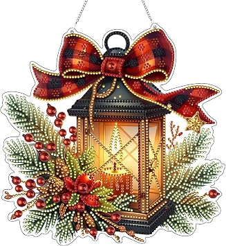 VODAPYC Christmas Candle Lamp Diamond Art Hanging Kits for Adults