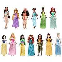 Mattel Disney Princess - Collezione Principesse, 13 bambole con capi e accessori scintillanti