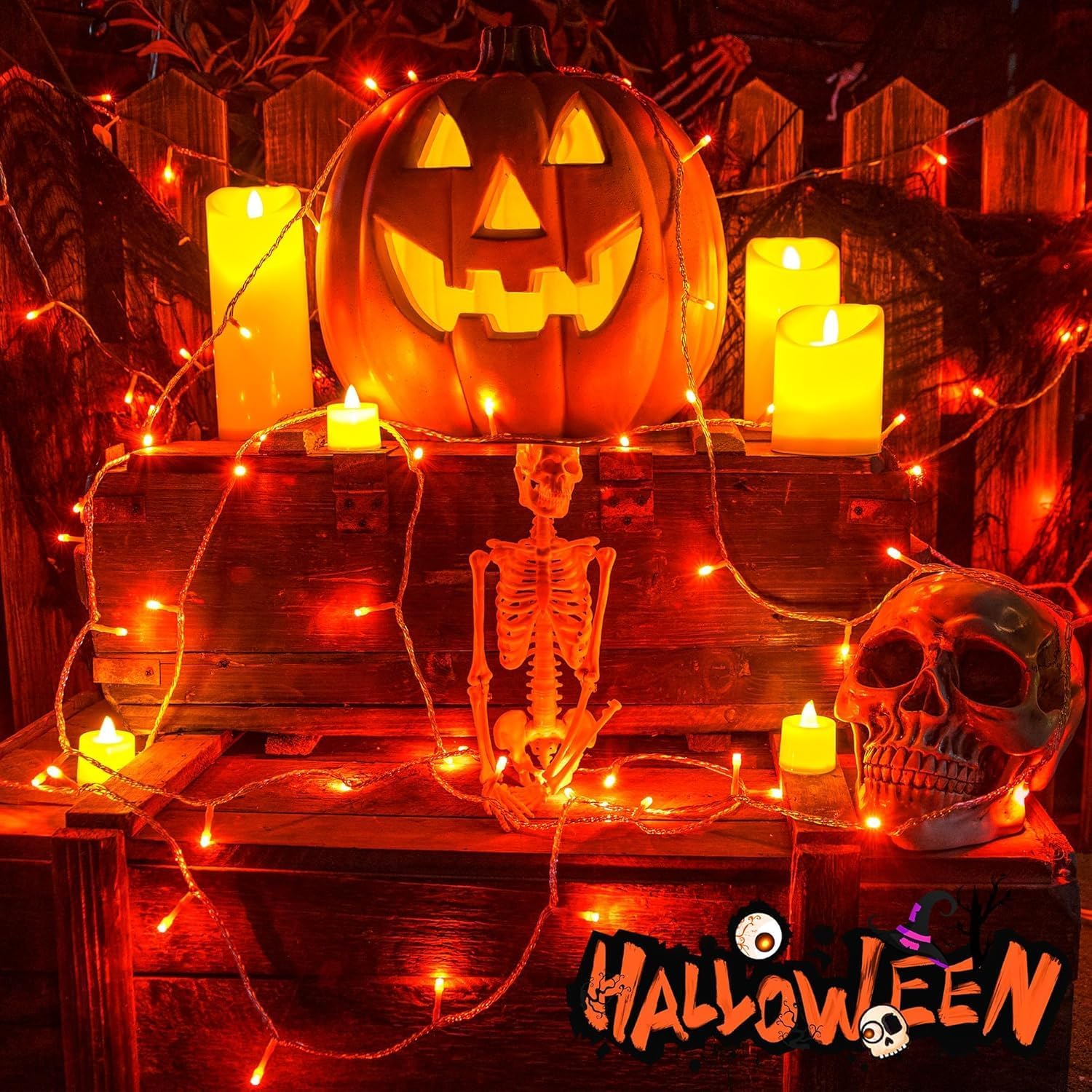 Guirlande Lumières d'Halloween Orange, 3M 30 LED Guirlandes Lumineuses d'automne Orange av - Mise en situation et utilisation