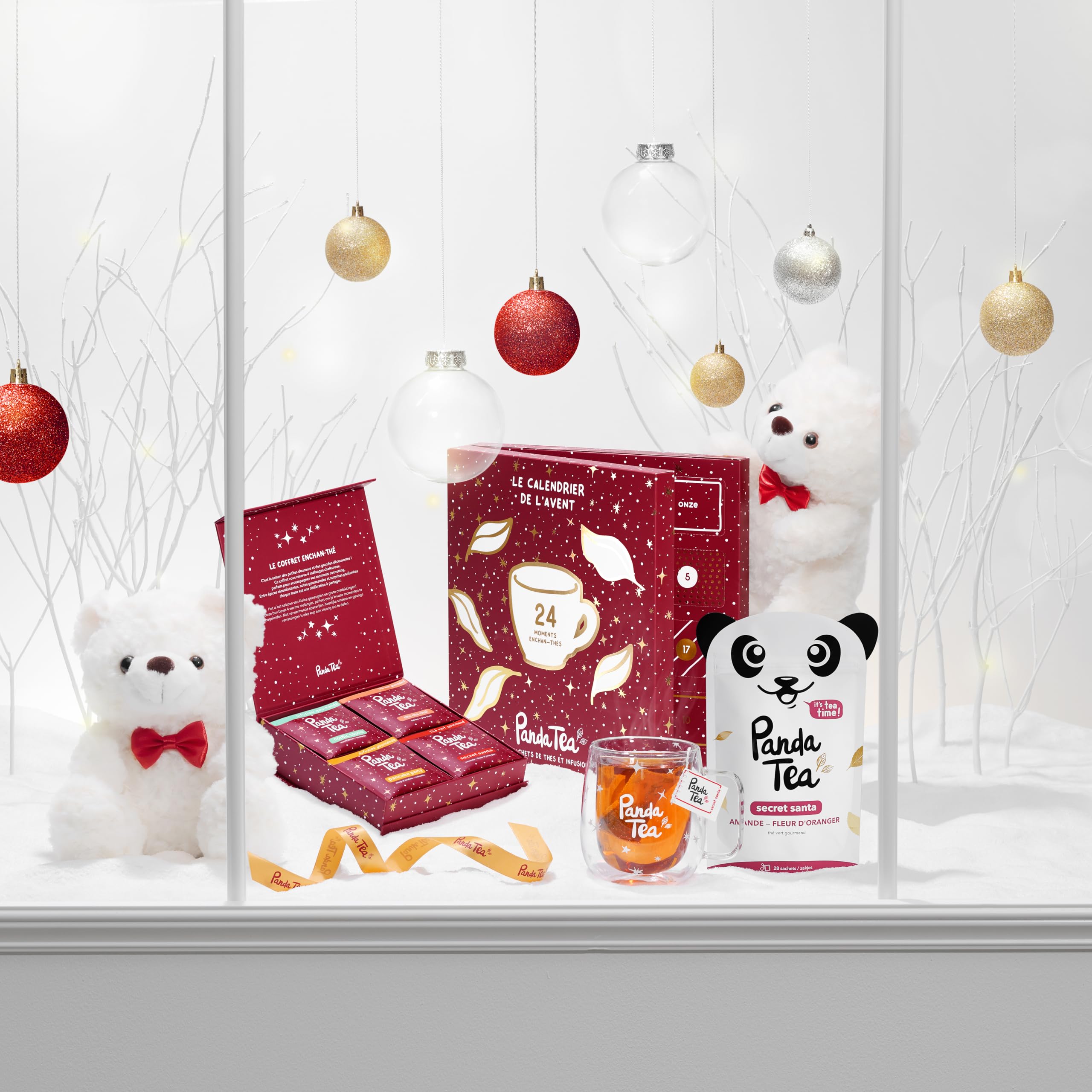Panda tea – Calendrier de l'Avent 2025 Thés & Infusion Bio – Coffret Cadeau – Assortiment de 24 sachets Mousselines – Calendrier de l’Avent pour Femme & Homme