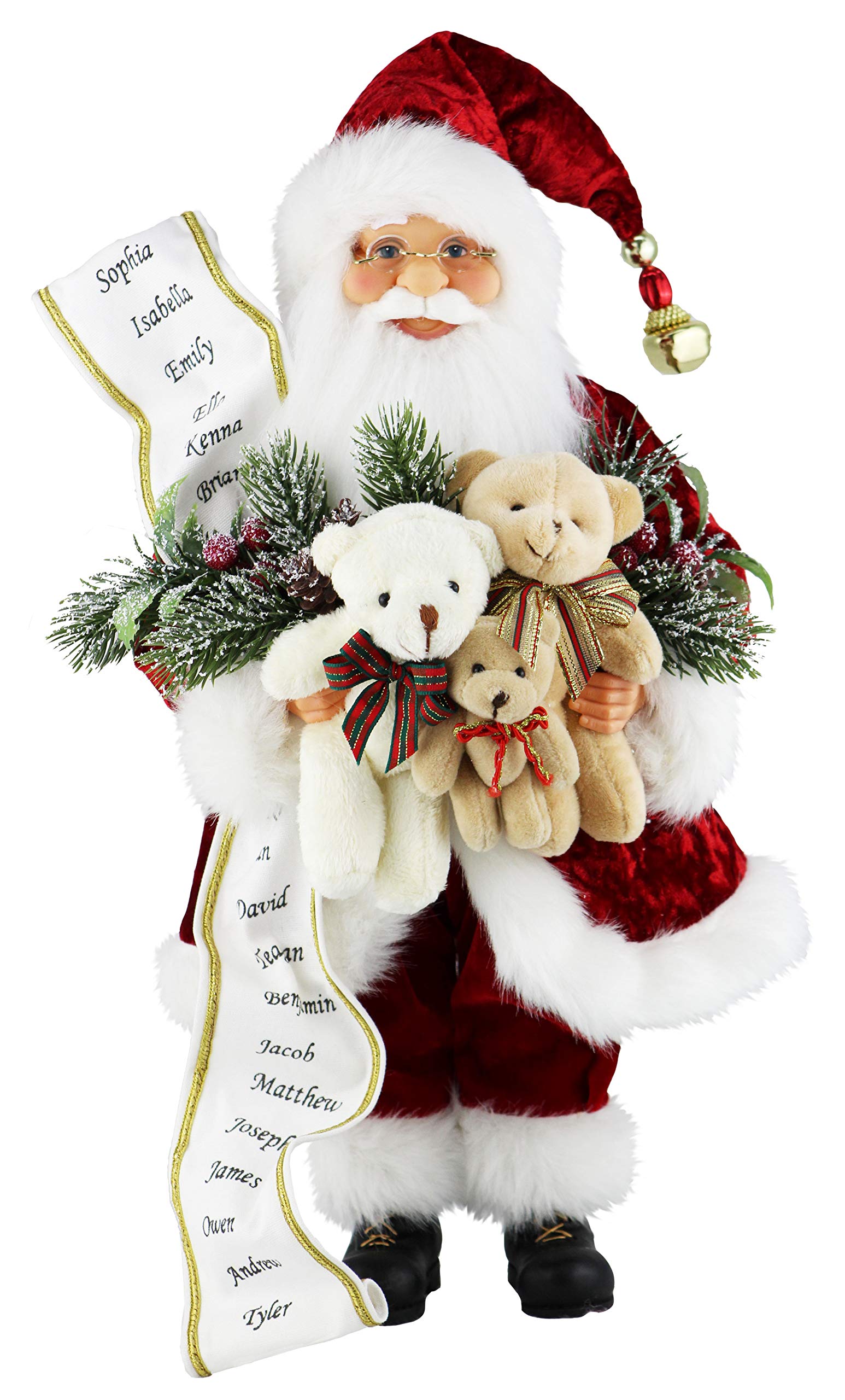 Windy Hill Collection 16" Inch Standing Teddy Bear Santa Claus Christmas Figurine Figure Decoration 168010