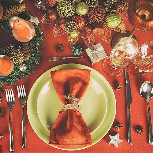 Vista 5 de KPOSIYA Juego de 12 servilleteros de Navidad, servilleteros para mesa de comedor, recepciones de boda, Acción de Gracias y cocina en el hogar