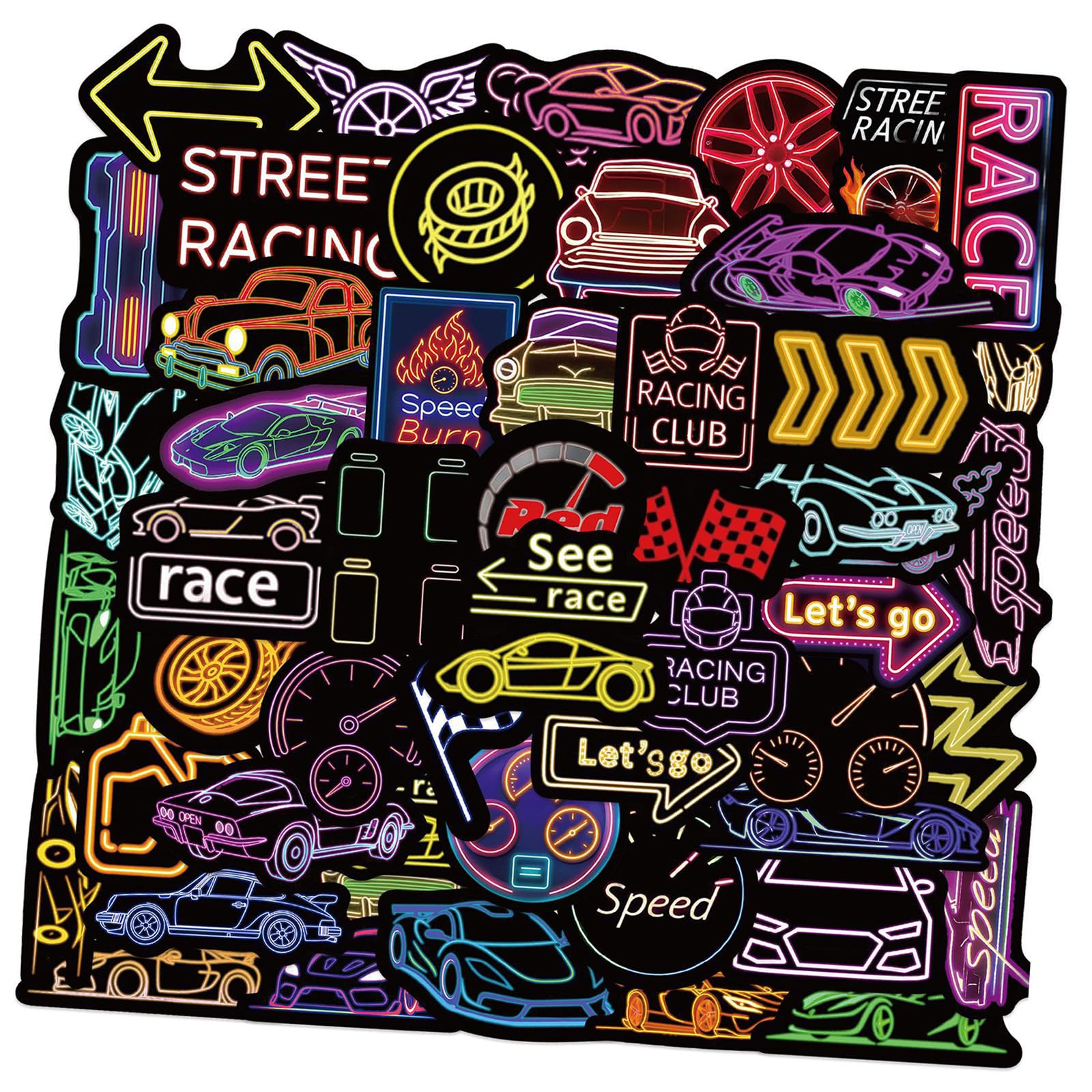 50 Sheets Race Car Sticker Reward Decorative Label Scrapbook Luggage for Laptop Nootbook Race Car