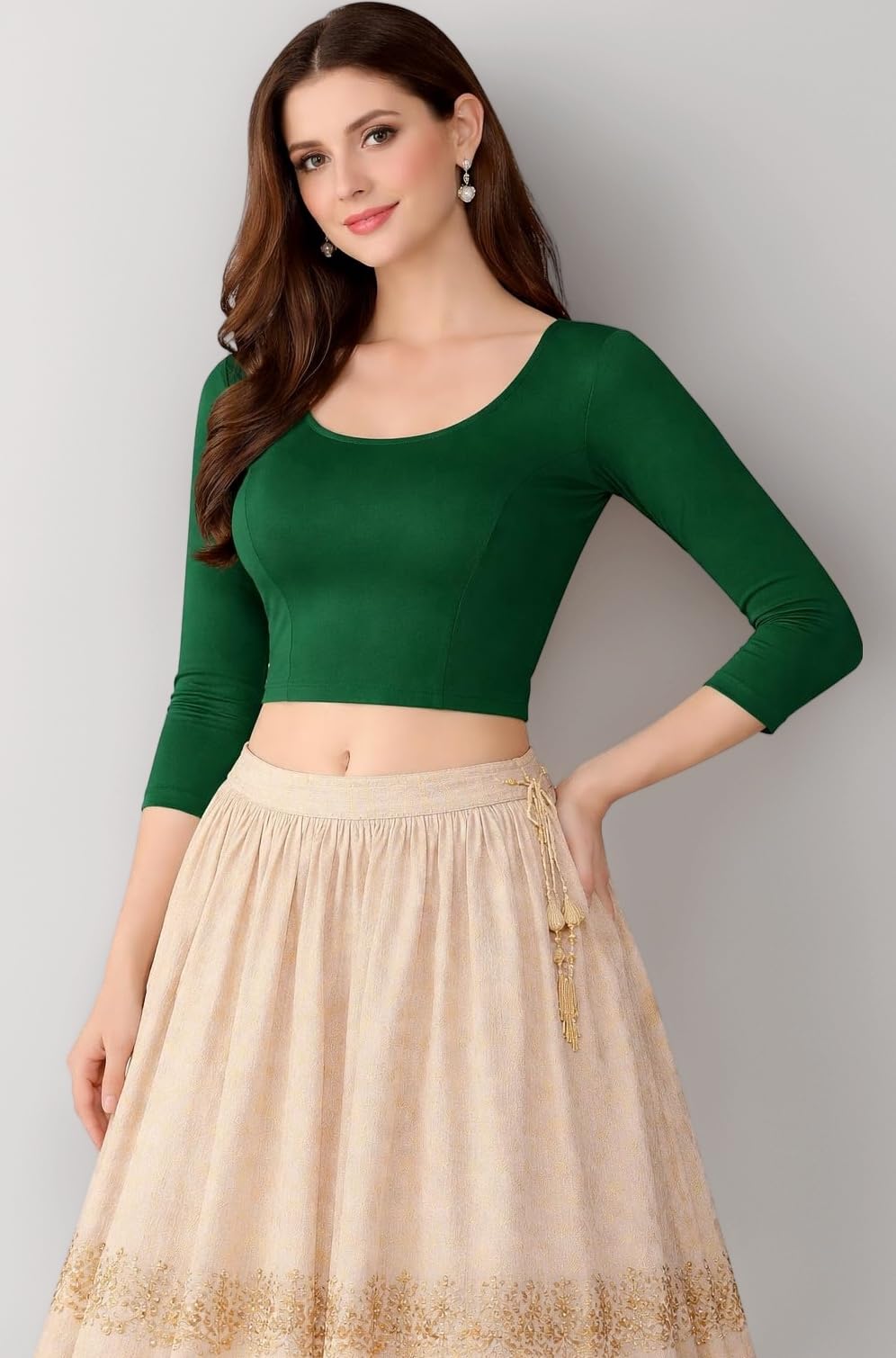 Women's Cotton Readymade Saree Blouse Stretchable Crop Top Choli Bustier Top