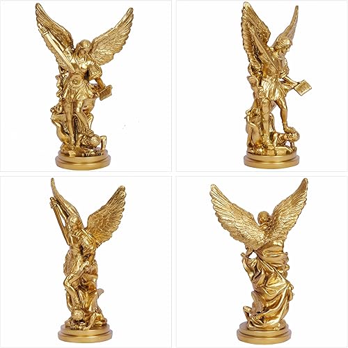 Miniatura 4 de Estatua de San Miguel Arcangel de 12 pulgadas, estatua de San Miguel, estatua de San Miguel derrotado Lucifer pisotea, escultura de ángel de batalla