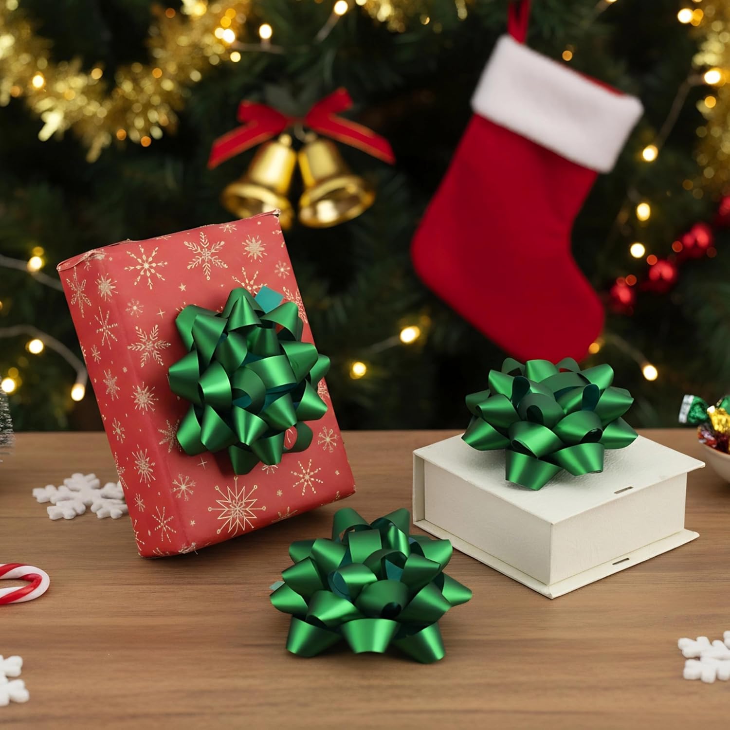 12Pcs Large 4.5 Inch Star Gift Bows for Gift Wrapping and Presents, Christmas Bows,for Parties, Birthdays, Weddings or Other Holidays. (Green) - Image 3