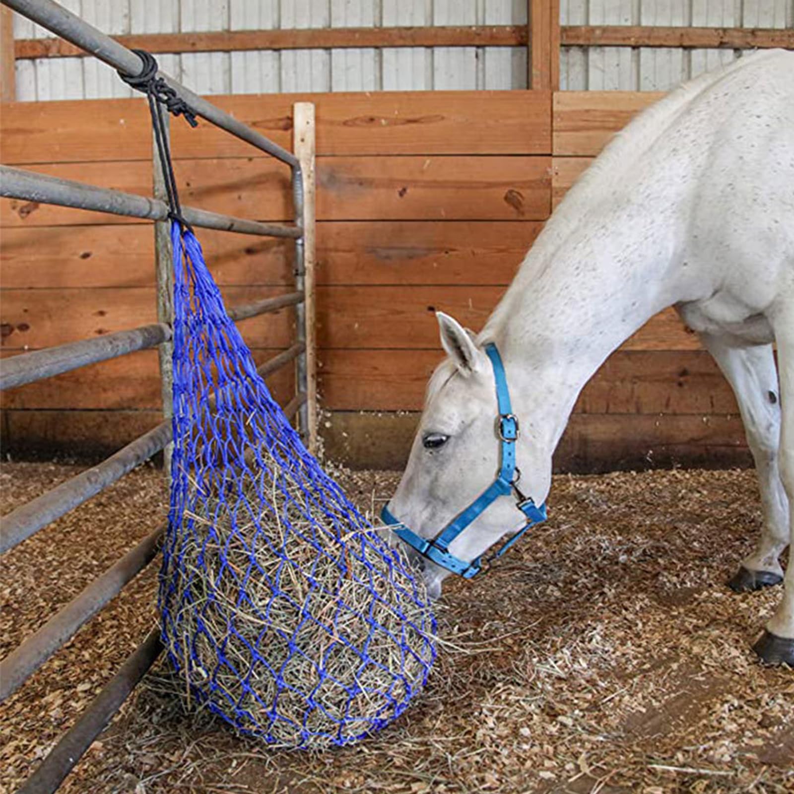 Flori's Hooiennet Voor Paarden - Groot 90x120 Cm Fijnmazig Slow Feeder Met Karabijnhaken