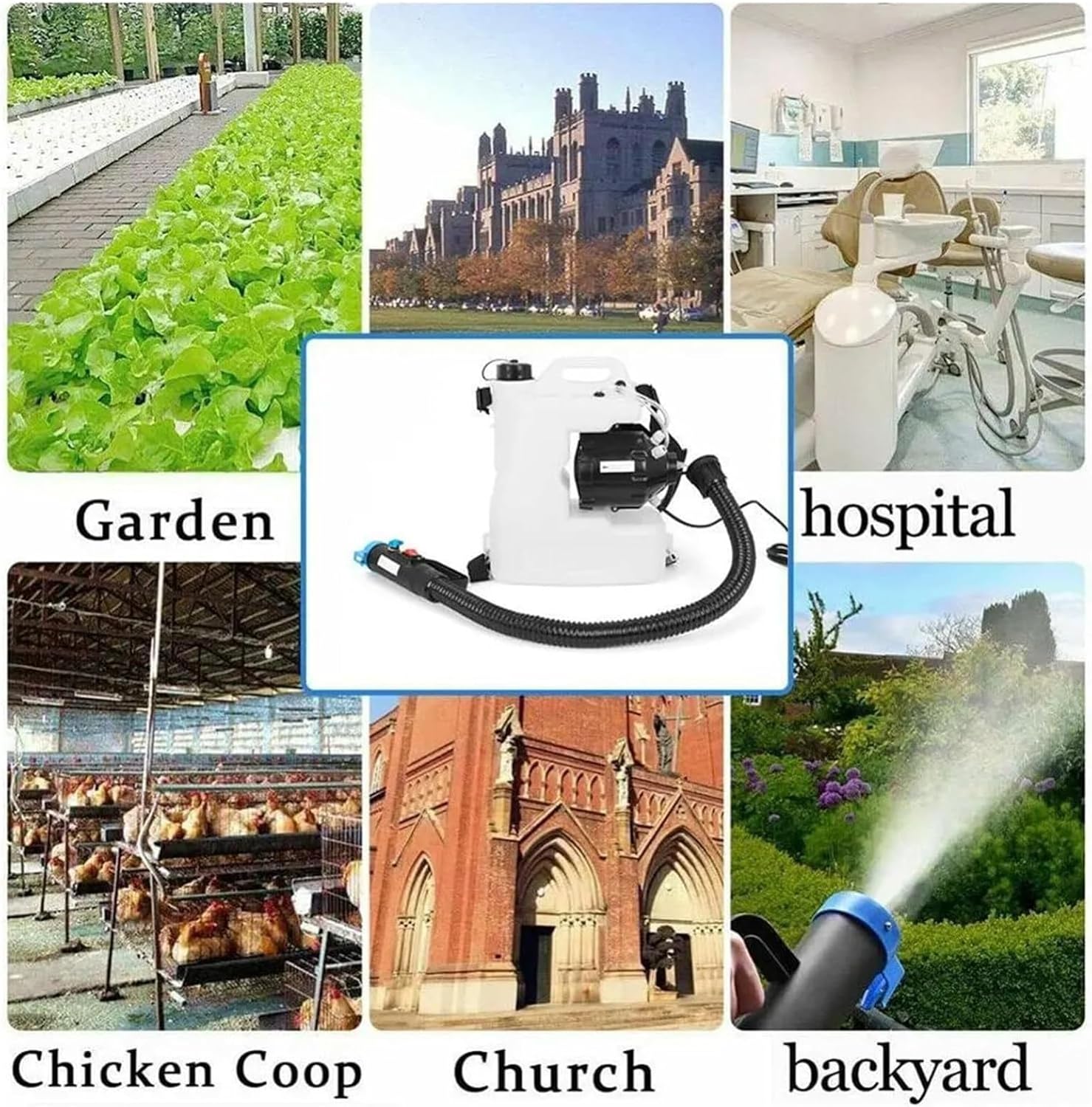 Electric ULV Fogger Machine with 10/12/16L Tank, Commercial Sprayer Portable Backpack Fogger Machine with Telescopic Hose for Large Area Coverage, Atomization Volume 450ml/min (12L)