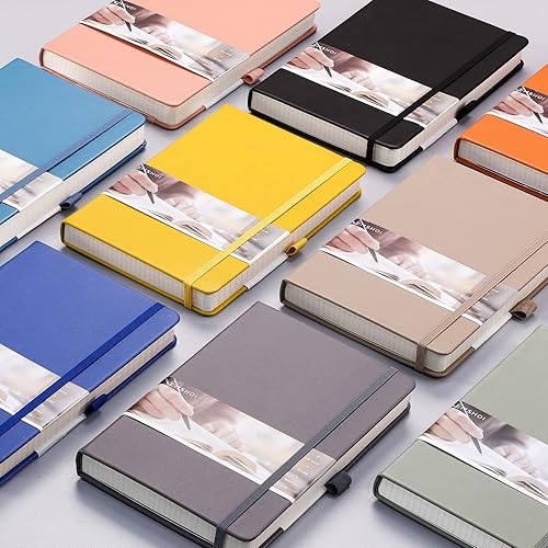 Miniatura 7 de EMSHOI Cuaderno de diario rayado, diario de cuero de 4.23 ozm con notas adhesivas y 256 páginas numeradas, cuaderno A5 de tapa dura con rayas