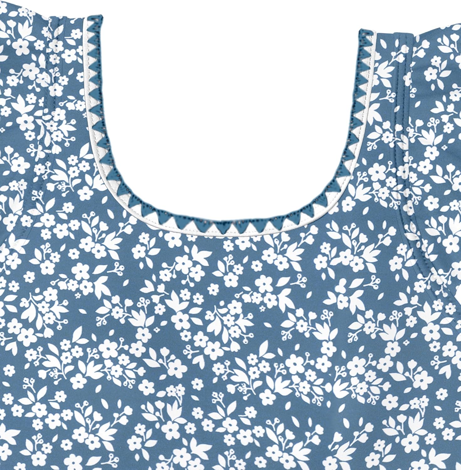 Girls Swimsuit Ruffled Square Neck Color Contrast Trim One Piece Bathing Suit Geometric Girls'Swimwear 9-16Y - Image 7