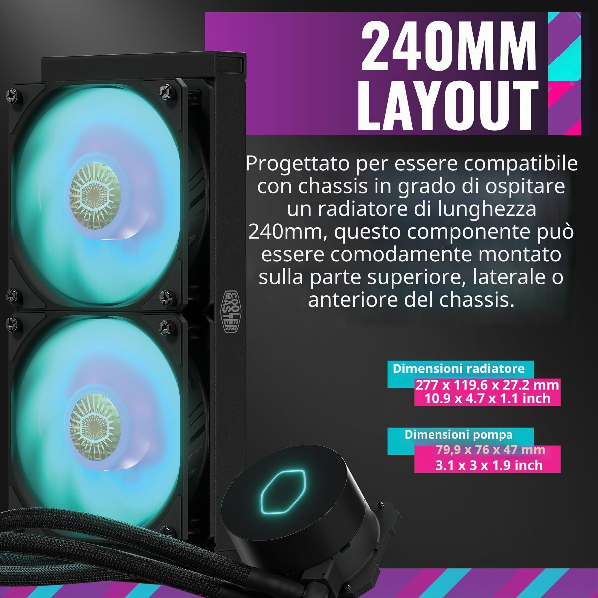 Cooler Master MasterLiquid ML240L V2 RGB Refrigeratore liquido CPU AIO a ciclo chiuso