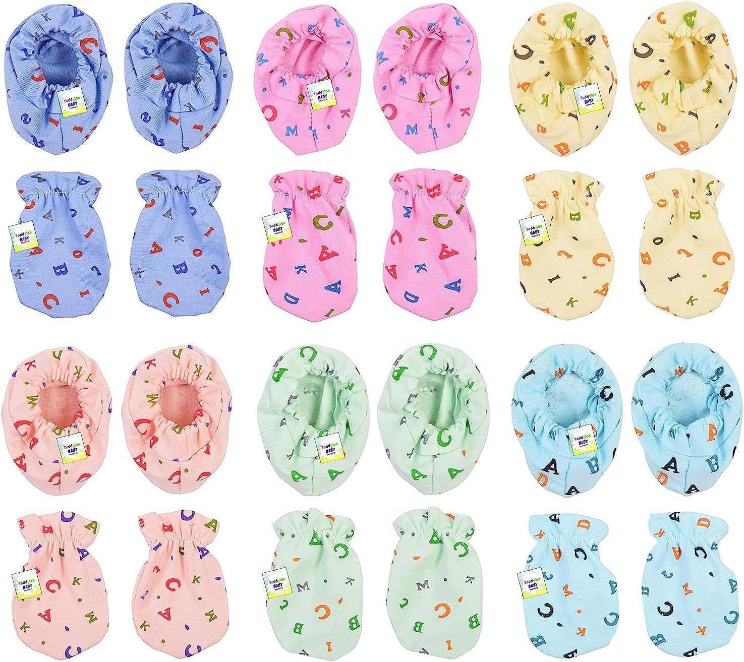 Toddylon Baby Mittens and Booties Set | New Born Clothes Set | Hand Gloves | Socks | Wristbands | Cotton | Combo | Infants Products