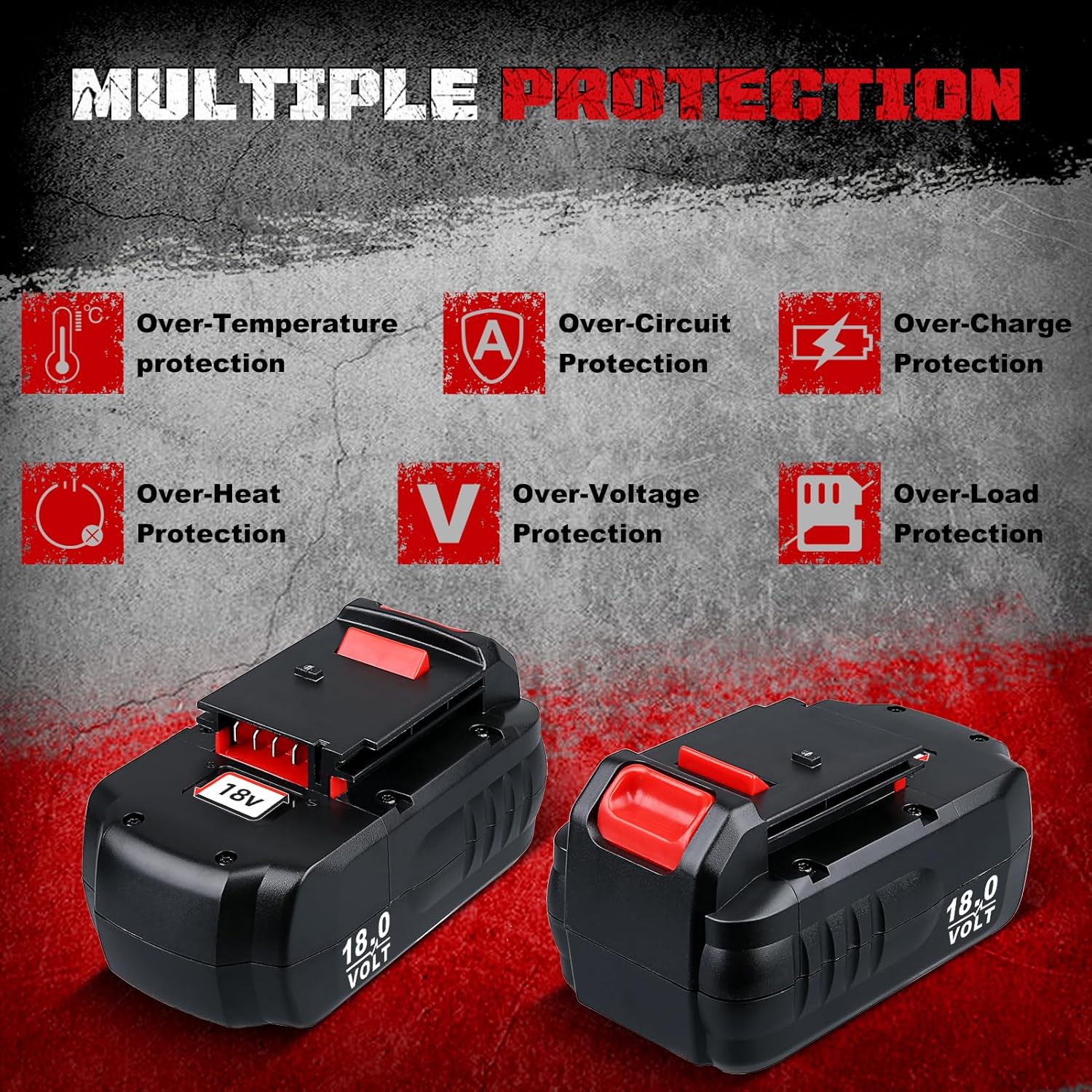 2Pack PC18B 18V 4.8Ah Ni-Mh Replacement for Porter Cable 18V Battery Ni-Mh, Compatible with Porter Cable 18V PC18B-2 PCC489N PCMVC PCXMVC Cordless Power Tools - Image 5