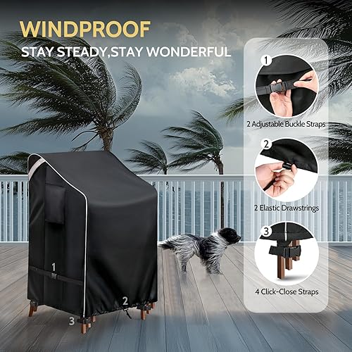 Miniatura 20 de COSFLY Fundas impermeables para muebles de patio, fundas para sillas de exterior resistentes, se adaptan a hasta 35 pulgadas de ancho x 38 pulgadas