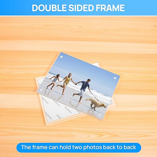 Miniatura 2 de A & R 1 paquete de marcos de fotos acrílicos de 4 x 6, marco magnético, marco de fotos transparente de doble cara de 10 + 0.394 in de grosor,