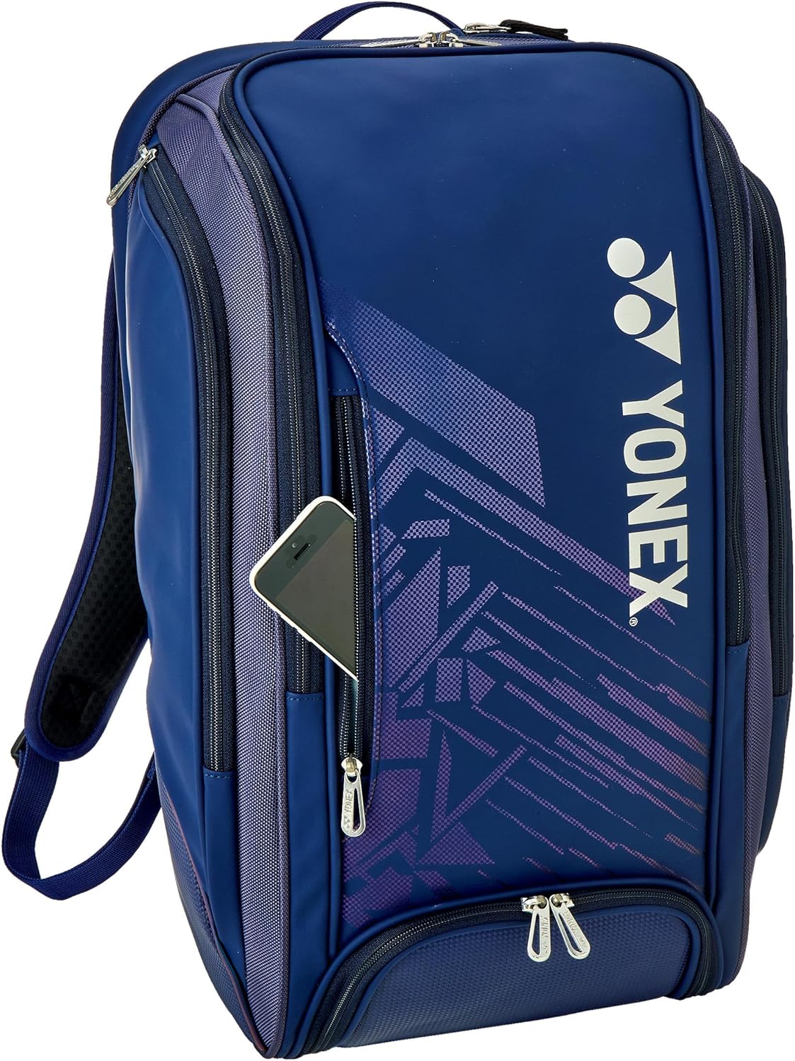 YONEX Expert Backpack with YKK Zippers, Shoe Compartment, Water Bottle Pocket Durable & Stylish Badminton Bag, 30L Capacity, Navy Blue