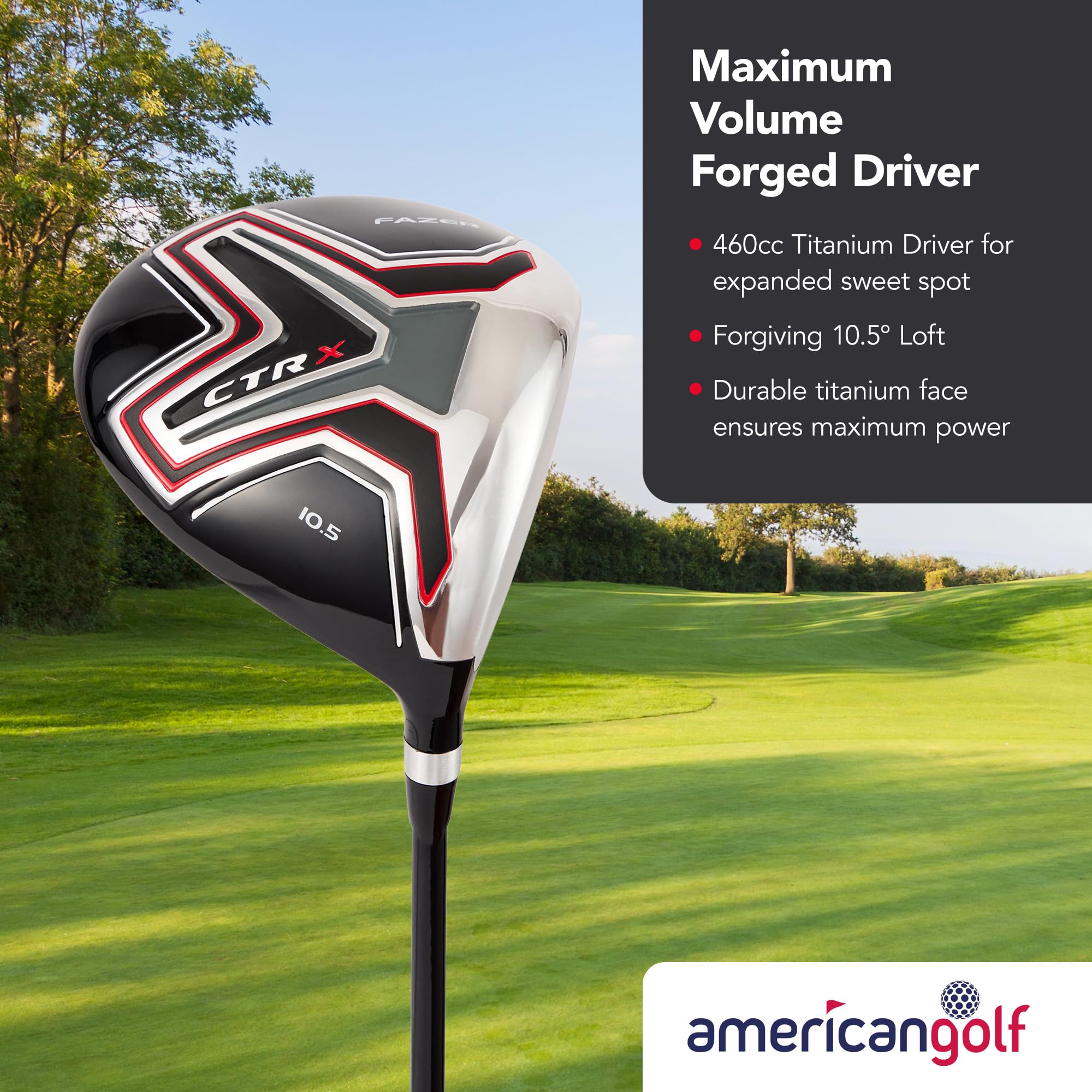 Fazer CTRX - Juego de palos de golf para principiantes, kit completo con conductor, 7 hierros, cuña de lanzamiento y putter, bolsa de soporte y fundas para la cabeza, juego de palos de golf ideal para