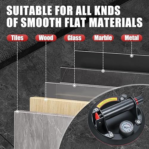 Miniatura 4 de 2 paquetes de ventosas de vidrio de 8" para levantar vidrio grande, máxima carga 960lbs, ventosas de succión para ventanas resistentes, ventosas