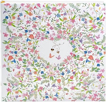 goldbuch Charming Heart Wedding Photo Album with 60 White Pages and Glassine Dividers Memory Album Floral Heart Photo Album for Lovers 30 x 31 x 4 cm