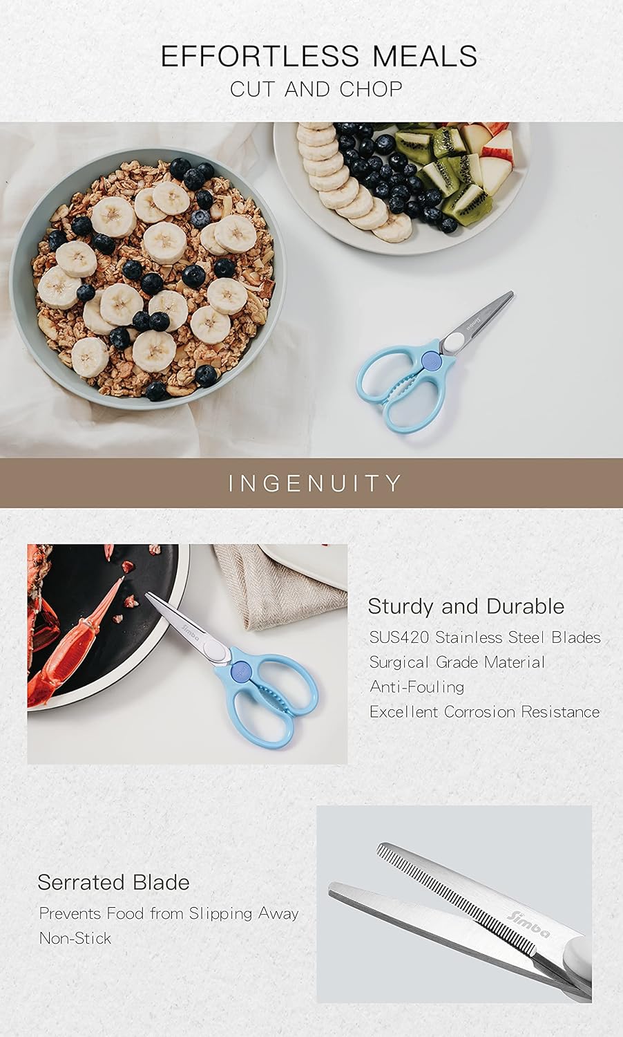 Premium Portable Safety Food Scissors (Blue) – CookingFreshs